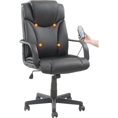 BRABIX Кресло офисное Relax Ms-001, 4 массажных модуля, экокожа, черное, 532519