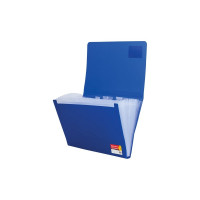 Папка на резинках BRAUBERG Business А4, 6 отделений, пластиковый индекс, синяя, 0.5 мм 224144
