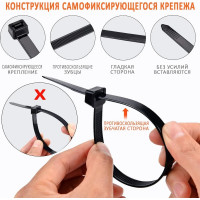 Кабельная стяжка (хомут) Nylon Max нейлоновая, 2.5х100, черный, 100 шт. TY-3X100Bk