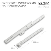 Роликовые направляющие Lemax PROF комплект, 300 мм, толщина 0.8 мм, белый NR-08-WT1-300