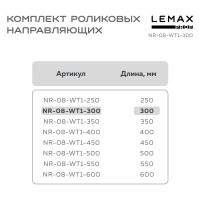 Роликовые направляющие Lemax PROF комплект, 300 мм, толщина 0.8 мм, белый NR-08-WT1-300