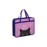 Папка с ручками BRAUBERG Black Cat А4, 1 отделение, пластик, молния сверху, 75 мм 270122