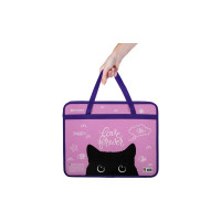 Папка с ручками BRAUBERG Black Cat А4, 1 отделение, пластик, молния сверху, 75 мм 270122