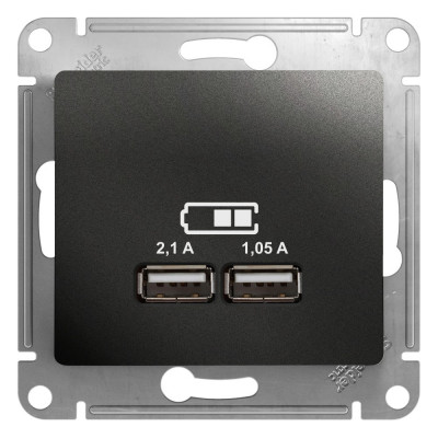 Розетка USB Systeme Electric (Schneider Electric) Glossa антрацит 5В/2100мА, 2х5В/1050мА SE GSL000733