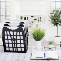 Веерный лоток для бумаг BRAUBERG SMART, 7-ми секционный, сетчатый, черный 231143