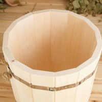 Ведро из липы Добропаровъ 10 л, нержавеющий обруч, ручка-веревка 1311798