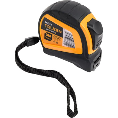 Рулетка TOLSEN ПРОФИ с автостопом, комбинированный корпус 3мх16 мм 36012