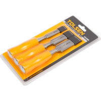 Набор стамесок TOLSEN с пластиковой рукояткой, 3 предмета 13, 19, 25 мм 25380