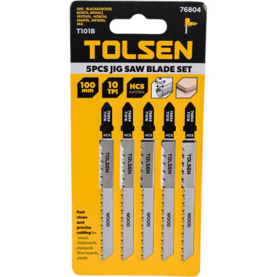 Полотна по дереву Т101B 5 шт, HCS, 100 мм для электролобзика TOLSEN 76804