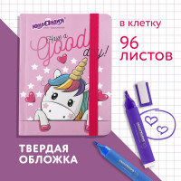 Блокнот ЮНЛАНДИЯ Unicorn МАЛЫЙ ФОРМАТ с резинкой, в клетку, 96 л, А6, 109x148, твердая обложка 113742