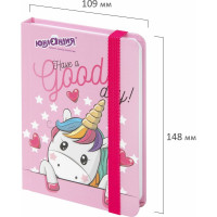 Блокнот ЮНЛАНДИЯ Unicorn МАЛЫЙ ФОРМАТ с резинкой, в клетку, 96 л, А6, 109x148, твердая обложка 113742