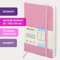 Блокнот BRAUBERG Metropolis Ultra малый формат А6 100x150 мм, под кожу, 80 листов, клетка, розовый 113322