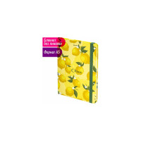 Блокнот BRAUBERG Lemons с резинкой без линовки 96 листов, А5 145x203 мм, твердая обложка 113727
