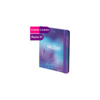 Блокнот BRAUBERG Glow с резинкой в клетку 96 листов, А5 145x203 мм, твердая обложка с фольгой 113729