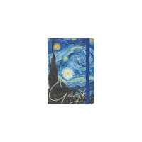 Блокнот BRAUBERG Van Gogh с резинкой в клетку 96 листов, А5 145x203 мм, твердая обложка с фольгой 113728