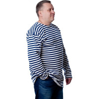 Тельняшка с начесом и длинным рукавом БЕРТА хлопок, синяя полоса 702с-56-58