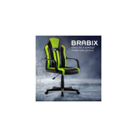 Компьютерное кресло BRABIX Stripe GM-202, экокожа, черное/зеленое 532511