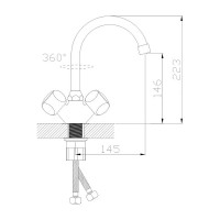Смеситель для кухни Антей Луна с 2-мя рукоятками, с высоким изливом, крепление гайка 1/10 107336-ANT
