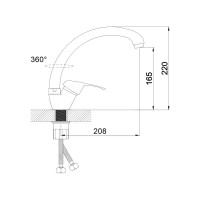 Смеситель для кухни Антей Альфа с высоким изливом, крепление гайка d40 1/10 597021-ANT