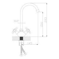 Смеситель для кухни Антей Дельта с 2-мя рукоятками, с высоким изливом, крепление гайка 1/10 417333-ANT