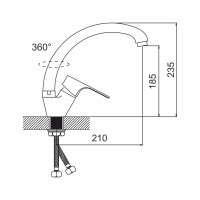 Смеситель для кухни Gota Rocio Granada с высоким изливом, крепление гайка, цв. коричнево-бежевый d40 282453-GOTA
