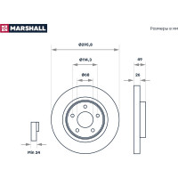 Тормозной диск передний Nissan Teana II J32 08- MARSHALL M2000630