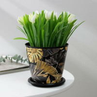 Горшок для цветов Доляна Голди 0.8 л, чёрный 7306172