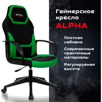 Компьютерное кресло BRABIX Alpha GM-018, ткань/экокожа, черное/зеленое 532639