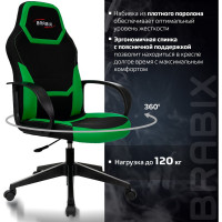 Компьютерное кресло BRABIX Alpha GM-018, ткань/экокожа, черное/зеленое 532639