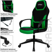 Компьютерное кресло BRABIX Alpha GM-018, ткань/экокожа, черное/зеленое 532639