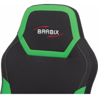 Компьютерное кресло BRABIX Alpha GM-018, ткань/экокожа, черное/зеленое 532639