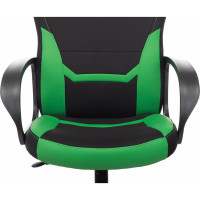 Компьютерное кресло BRABIX Alpha GM-018, ткань/экокожа, черное/зеленое 532639
