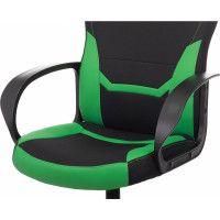 Компьютерное кресло BRABIX Alpha GM-018, ткань/экокожа, черное/зеленое 532639