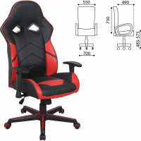 Компьютерное кресло BRABIX Storm GM-006, регулируемые подлокотники, экокожа, черное/красное 532500