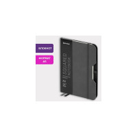 Блокнот BRAUBERG А5, 162x218мм, NOTE, под кожу, софт-тач, с резинкой, 80л, клетка, серый 113440