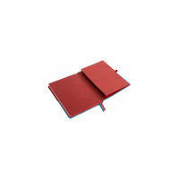 Блокнот BRAUBERG А5, 148x218мм, DUO, под кожу, с резинкой, 80л, клетка, красный/бирюзовый 113431