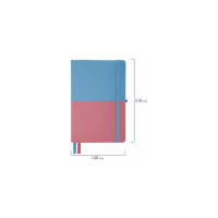 Блокнот BRAUBERG А5, 148x218мм, DUO, под кожу, с резинкой, 80л, клетка, голубой/розовый 113432