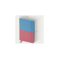Блокнот BRAUBERG А5, 148x218мм, DUO, под кожу, с резинкой, 80л, клетка, голубой/розовый 113432