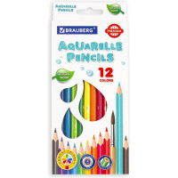 Цветные карандаши BRAUBERG PREMIUM AQUARELLE акварельные, 12 цветов, грифель мягкий 4 мм 181671
