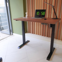 Стол StolStoya МОТОР с регулируемой высотой подстолье черное и столешница МДФ шпон американский орех SE211IBAO14070