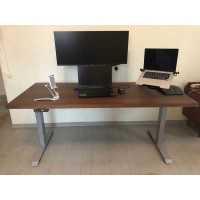 Стол с регулируемой высотой StolStoya ТИТАН рама серая и столешница МДФ шпон амер.орех 120х65 SE221ISAO12065