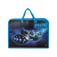 Папка на молнии с ручками ЮНЛАНДИЯ Space explorer А4, 1 отделение, пластик, ширина 40 мм 270949