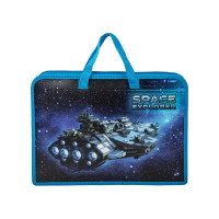 Папка на молнии с ручками ЮНЛАНДИЯ Space explorer А4, 1 отделение, пластик, ширина 40 мм 270949