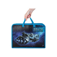 Папка на молнии с ручками ЮНЛАНДИЯ Space explorer А4, 1 отделение, пластик, ширина 40 мм 270949