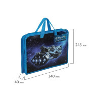 Папка на молнии с ручками ЮНЛАНДИЯ Space explorer А4, 1 отделение, пластик, ширина 40 мм 270949