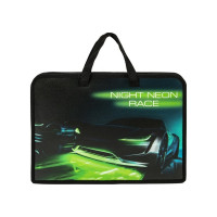 Папка на молнии с ручками ЮНЛАНДИЯ Neon race А4, 1 отделение, пластик, ширина 40 мм 270950