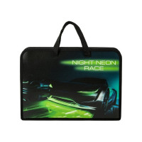 Папка на молнии с ручками ЮНЛАНДИЯ Neon race А4, 1 отделение, пластик, ширина 40 мм 270950