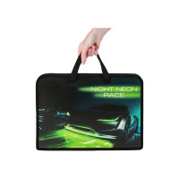 Папка на молнии с ручками ЮНЛАНДИЯ Neon race А4, 1 отделение, пластик, ширина 40 мм 270950