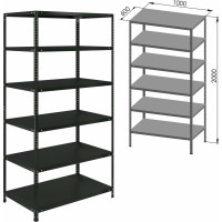 Металлический стеллаж BRABIX "ГРАФИТ MS KD-195/60-6", лофт, 2000x1000x600 мм, 6 полок 291274