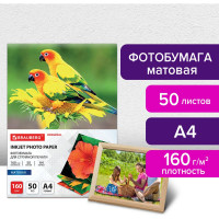 Матовая фотобумага BRAUBERG ORIGINAL А4, 160 г/м2, односторонняя, 50 листов 363985